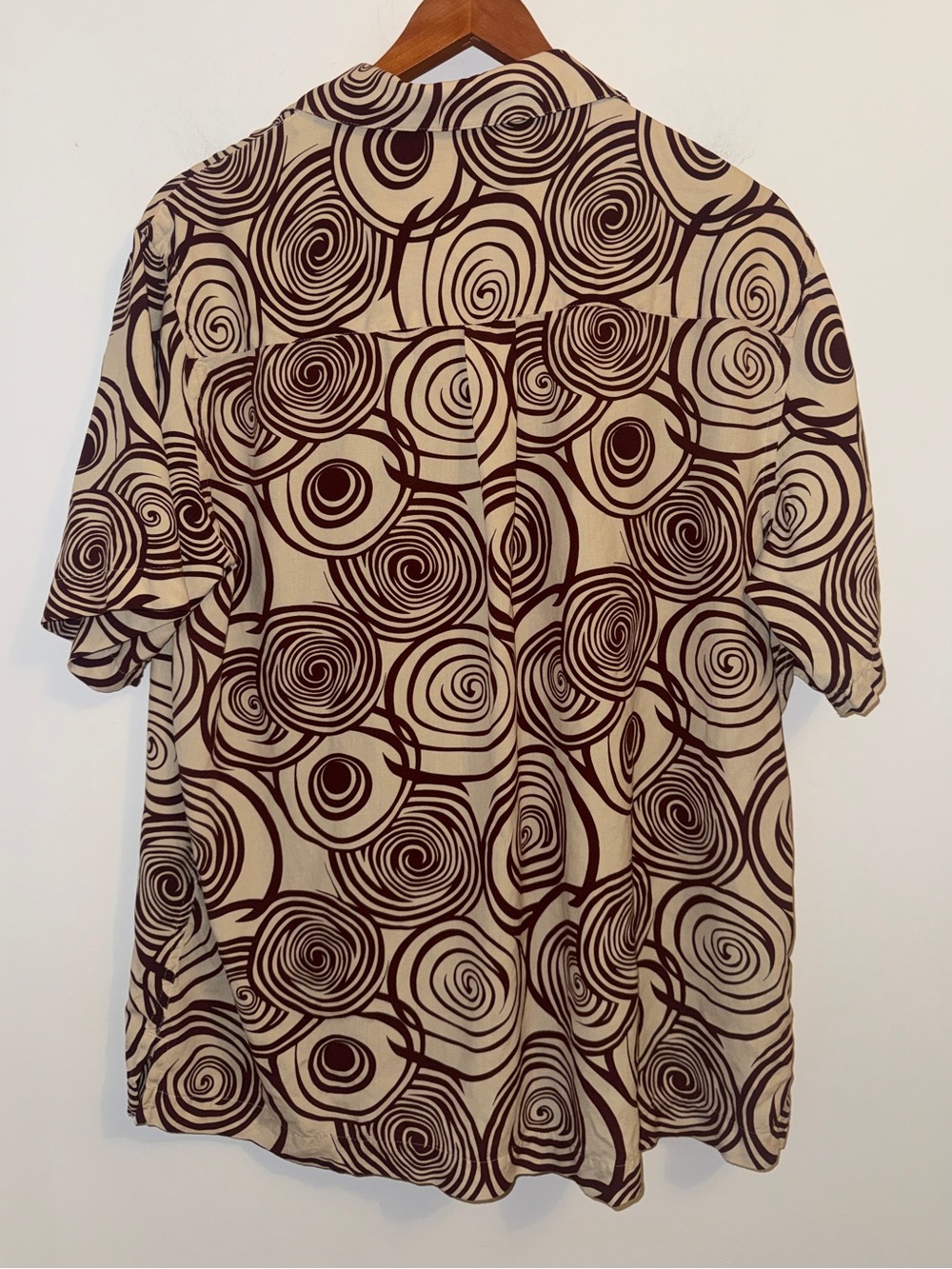 John Henry Washable Silk Abstract Swirl Camp Shirt Men’s XL Brown Cream Resort - Picture 5 of 12